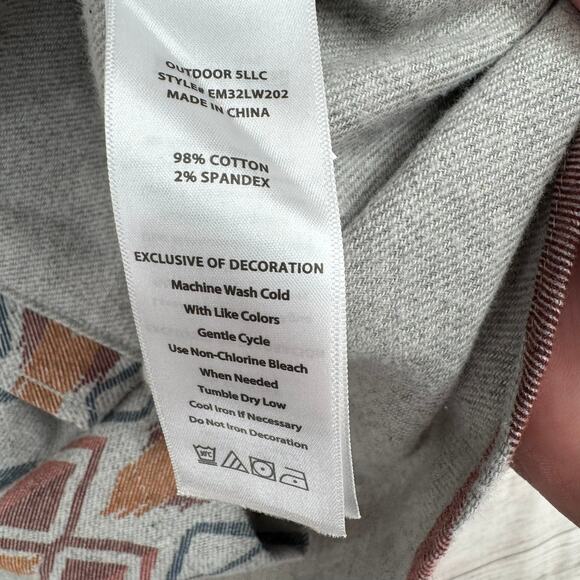 Eddie Bauer Southwest Print Button Down Shirt Mens Medium Gray Rust - Picture 9 of 12